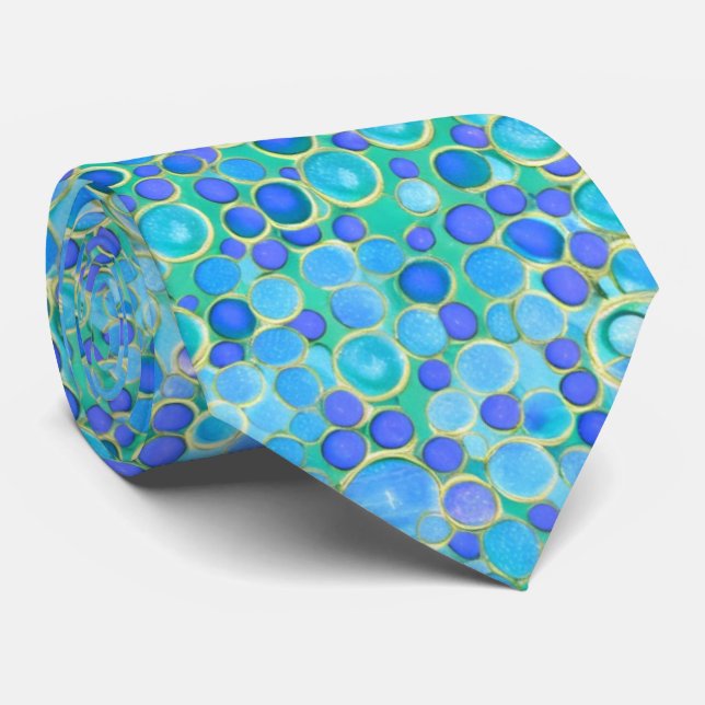 Blue with Gold Bubble Tie (Rolled)
