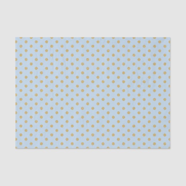 Blue with Gold Polka Dots Tissue Paper (Front)