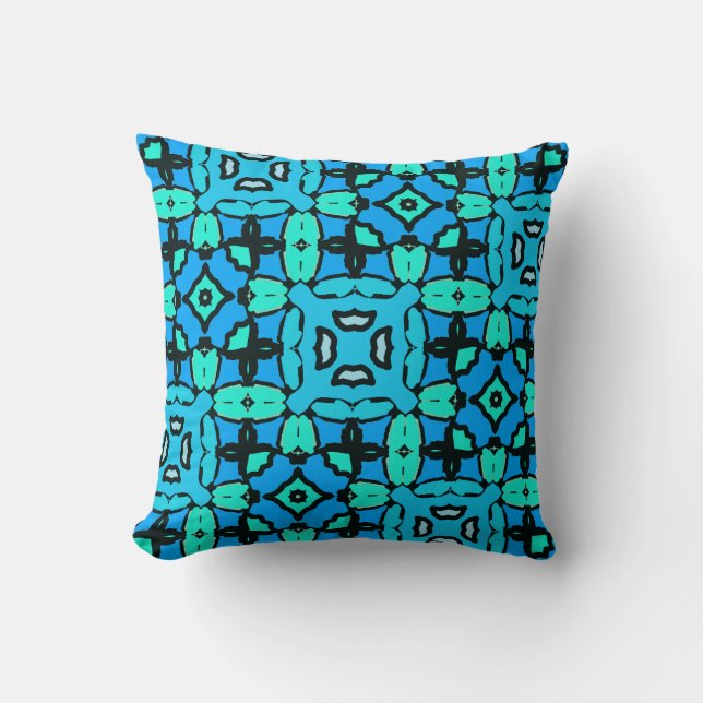 Blue with Green Pops Throw Pillow (Front)