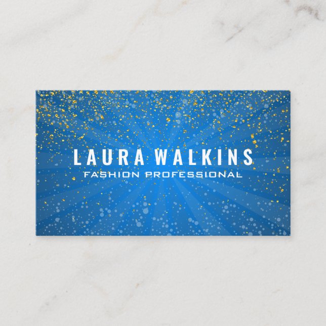 Blue with Light Cast | Gold Speckled Business Card (Front)
