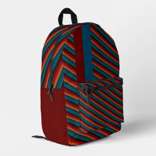 Blue with Maroon Printed Backpack