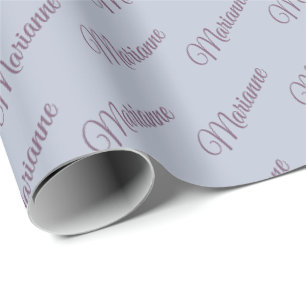 Blue with plum text. wrapping paper