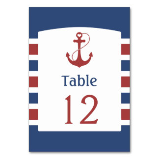 Blue with Red Anchor Table Number