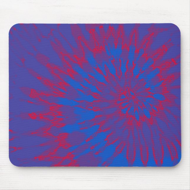 Blue with Red Spiral Tie Dye Mouse Mat (Front)