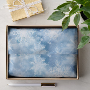 Blue with Snowflakes Watercolor Style Tissue Paper