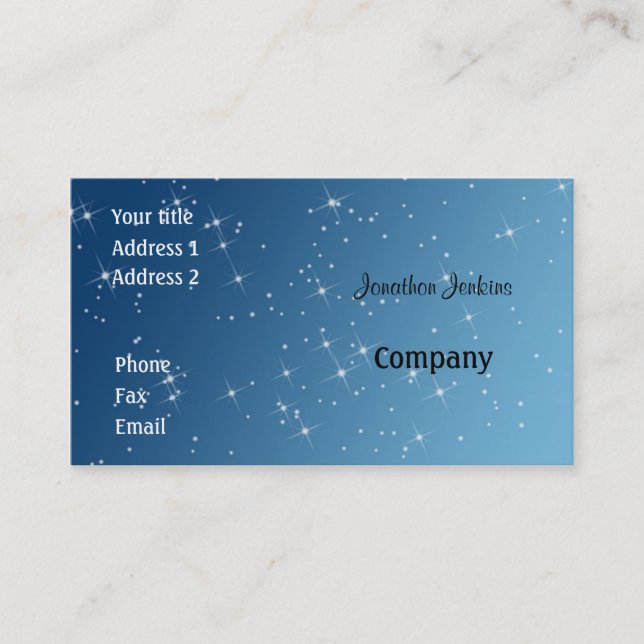 Blue with sparkles business card (Front)