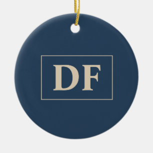 Blue With Vanilla Initials Ceramic Tree Decoration