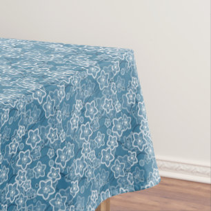 blue with white, blue, flowers, floral, rustic, fa tablecloth