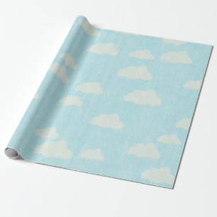 Blue with White Clouds Wrapping Paper