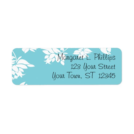 Blue with White Flowers Label Return Address Label