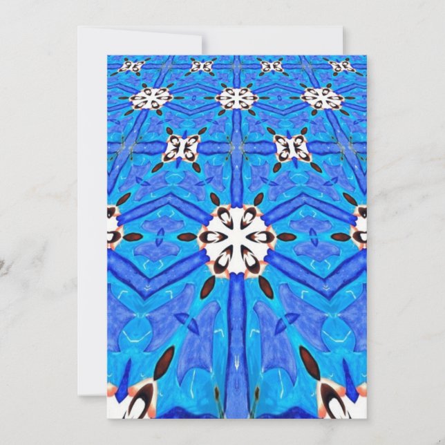 blue with white geometric invitation (Front)
