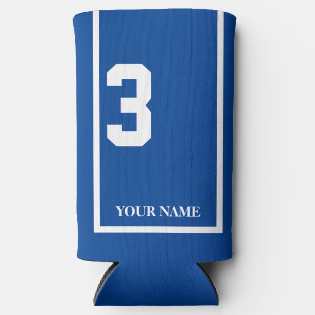 Blue with White Horse 3 Saddle Cloth Custom Seltzer Can Cooler (Front)