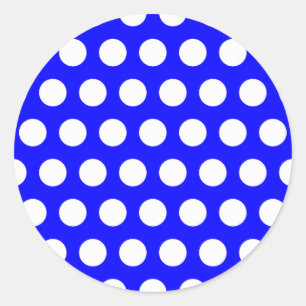 Blue with White Polka Dots Classic Round Sticker