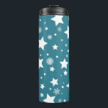 BLUE WITH WHITE STARS & SNOWFLAKES THERMAL TUMBLER<br><div class="desc">BLUE WITH WHITE STARS & SNOWFLAKES</div>