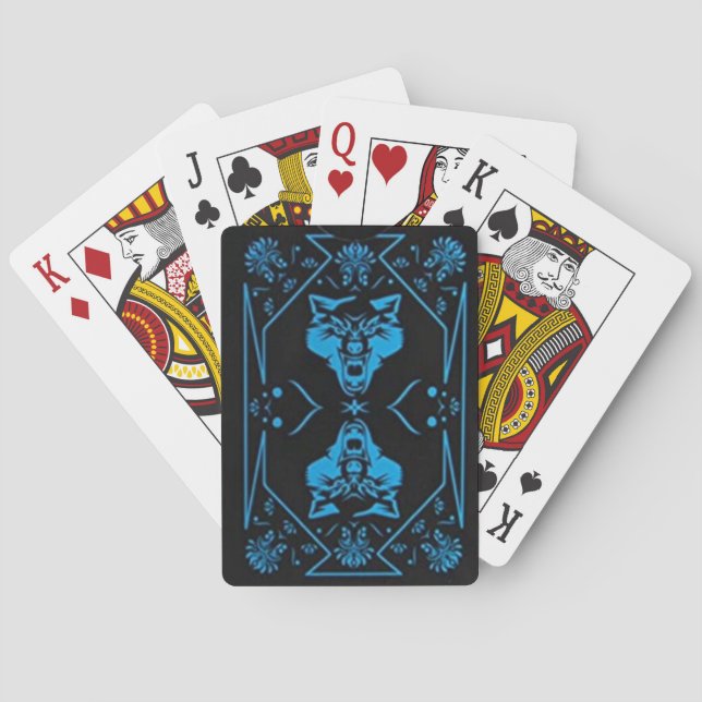 Blue wolf bicycle playing cards (Back)