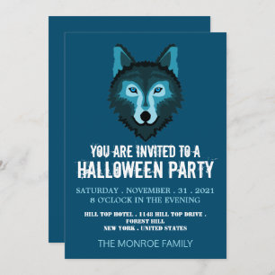 Blue Wolf, Halloween Party Invitation