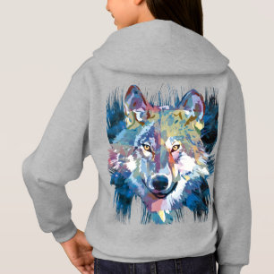 Blue Wolf Hoodie   Colorful Wolf Heads Hoodie