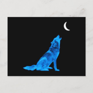 Blue Wolf Howling at Moon Postcard