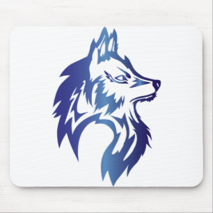 blue wolf logo for esports mouse mat