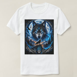 Blue Wolf Moon Fantasy Art T-Shirt