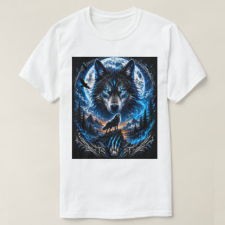 Blue Wolf Moon Fantasy Art T-Shirt