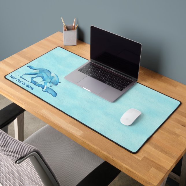Blue Wolf On Snow Desk Mat (Office 2)