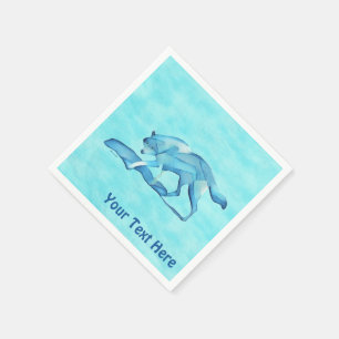 Blue Wolf On Snow Napkin