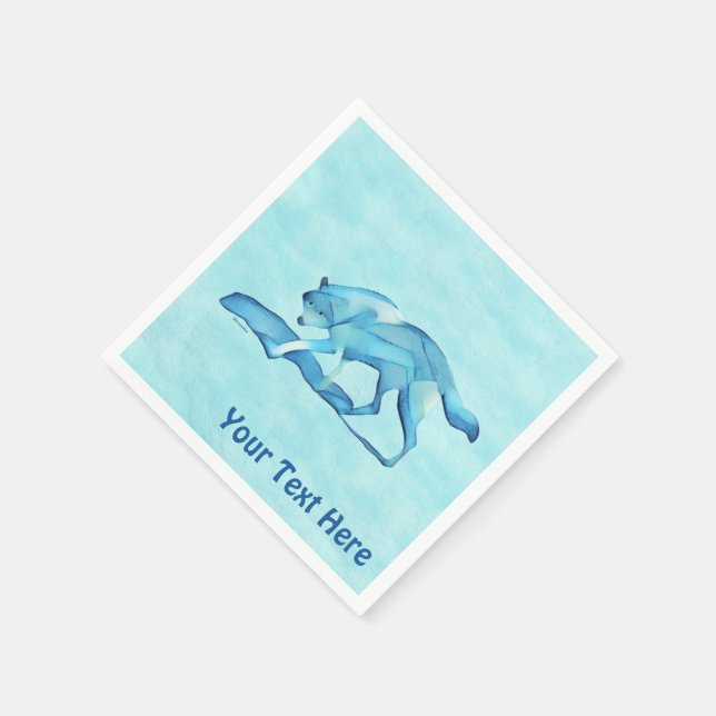Blue Wolf On Snow Napkin (Corner)