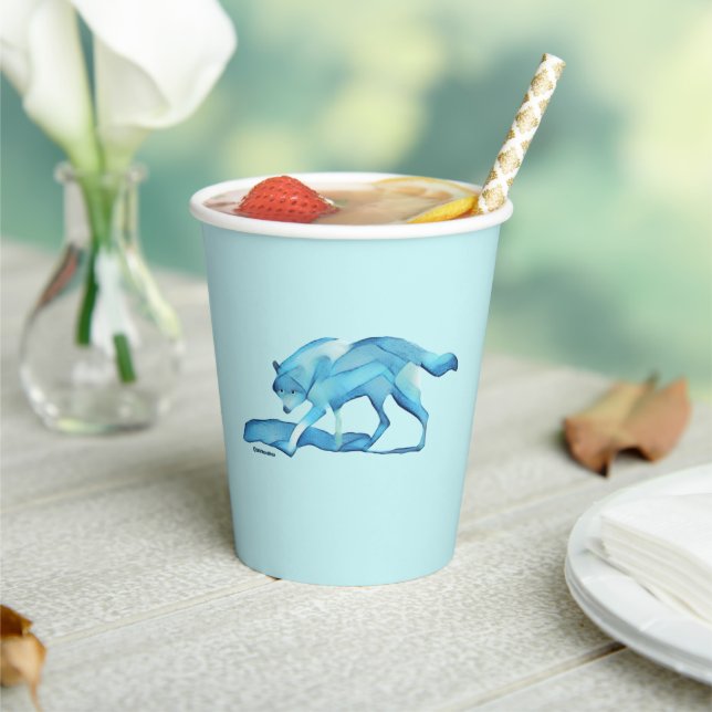 Blue Wolf On Snow Paper Cups (Insitu)