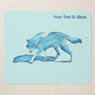 Blue Wolf On Snow Sherpa Blanket