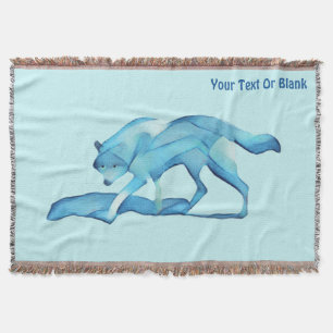 Blue Wolf On Snow Throw Blanket