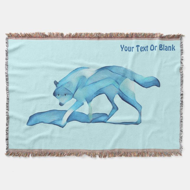 Blue Wolf On Snow Throw Blanket (Front)