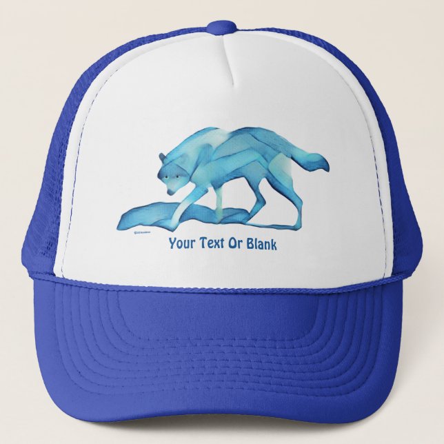 Blue Wolf On Snow Trucker Hat (Front)