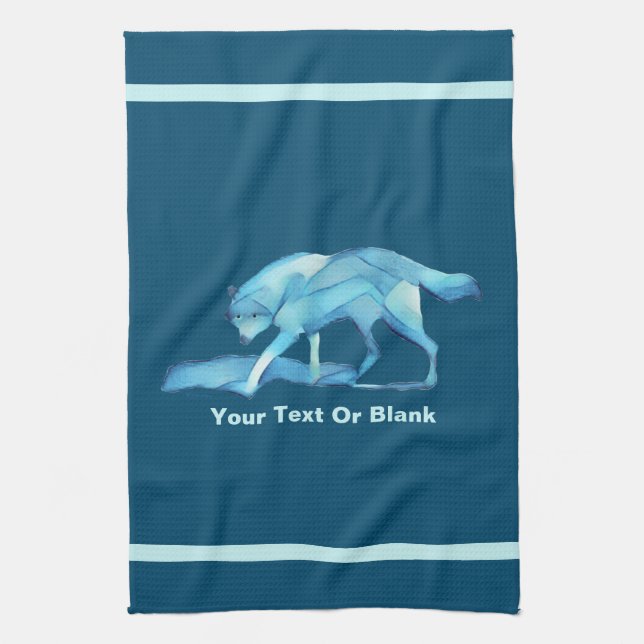 Blue Wolf Tea Towel (Vertical)