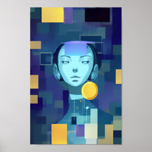 Blue Woman: A Beautiful Abstract Art Piece Poster