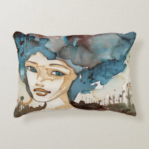 Blue Woman Decorative Cushion