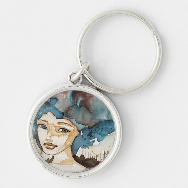Blue Woman Key Ring (Front)