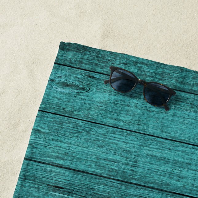 blue wood  beach towel (In Situ)