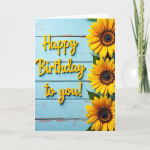 Blue Wood Birthday Card
