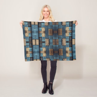 Blue Wood Blocks Pattern Blanket