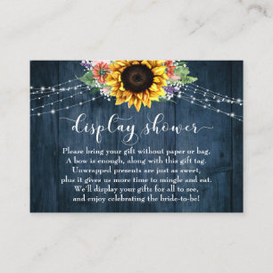 Blue Wood Lights Sunflower Display Bridal Shower Enclosure Card