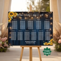 Blue Wood String Lights 11 Tables Wedding Seating