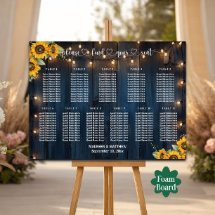 Blue Wood String Lights 11 Tables Wedding Seating Poster