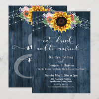 Blue Wood Sunflower Eat Drink and Be Married