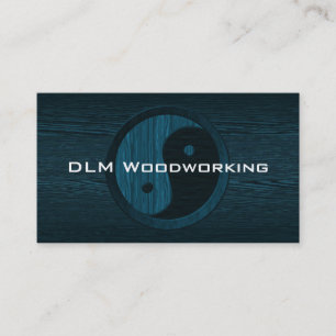 Blue Wood Yin Yang Contractor Business Card