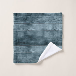Blue Wooden Cabin Dark Shadows Rustic Carpentry Wash Cloth