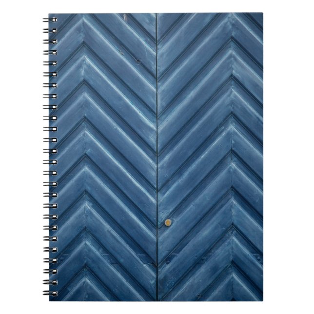 Blue wooden chevron wall notebook (Front)
