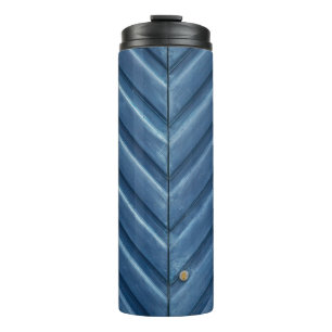 Blue wooden chevron wall thermal tumbler