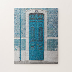 Blue Wooden Door in Portugal Jigsaw Puzzle