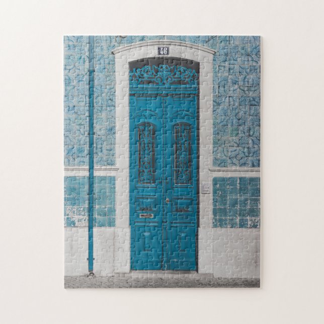 Blue Wooden Door in Portugal Jigsaw Puzzle (Vertical)